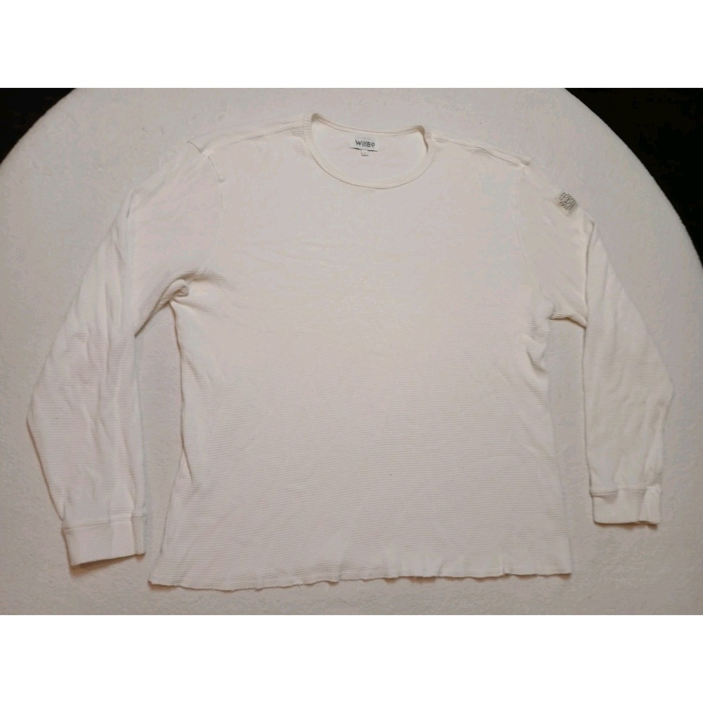WillBo USA Pacific Thermal Waffle Knit Long Sleeve Shirt Off White Mens Large L